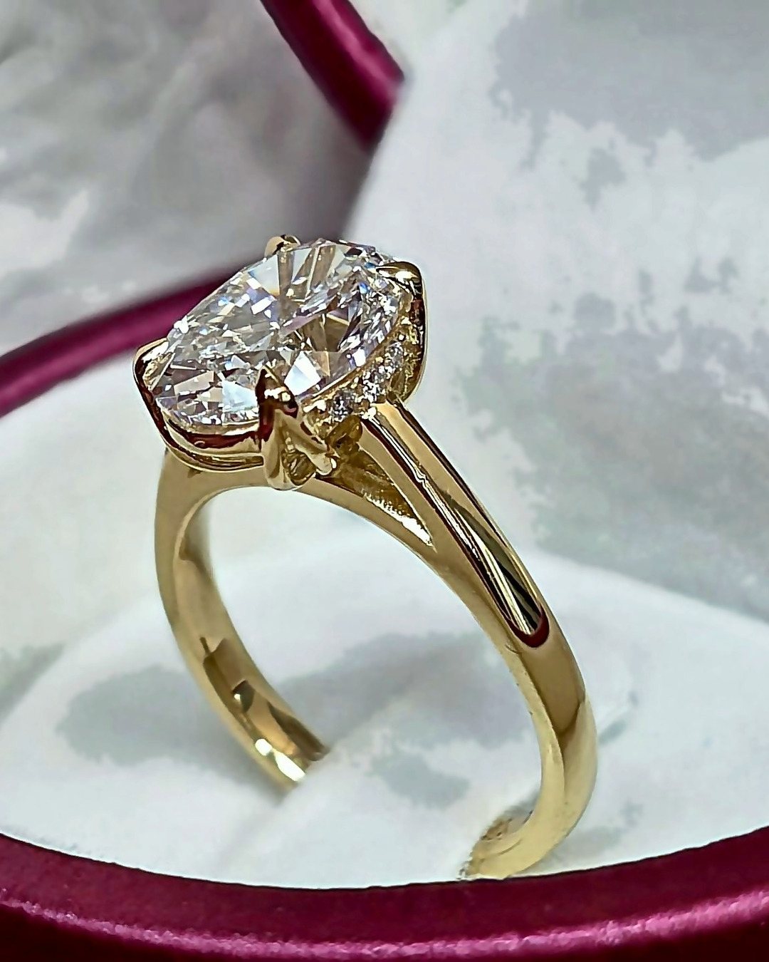 Hidden Bloom custom oval diamond engagement ring
